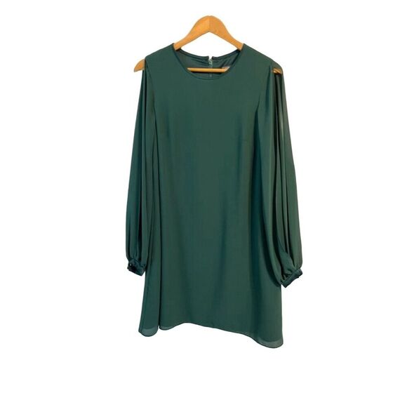 Vince Camuto Women's Green Chiffon Shift Dress Size 8 Knee Length - Picture 2 of 6